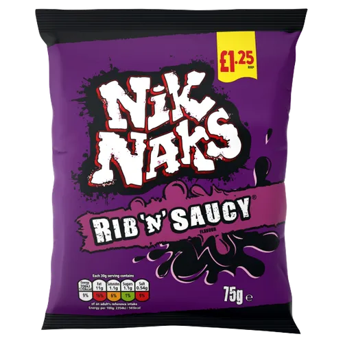 Nik Naks Rib 'N' Saucy Crisps 75g Single Packet £1.25