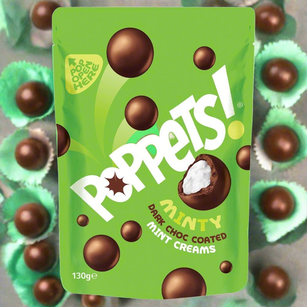 Poppets Dark Chocolate Coated Mint Creams Pouch 130g