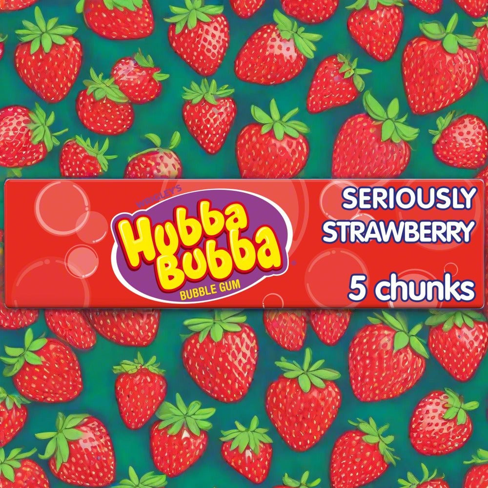 Hubba Bubba Seriously Strawberry Flavour Bubble Gum 5 Chunky Chews