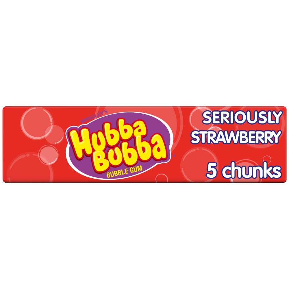 Hubba Bubba Seriously Strawberry Flavour Bubble Gum 5 Chunky Chews