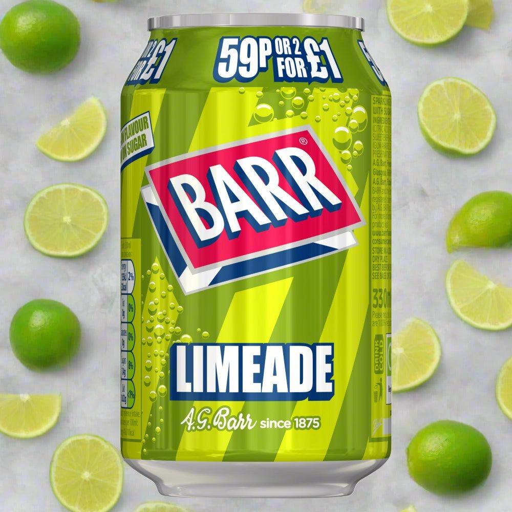 Barr Limeade 330ml Can, PMP, 59p