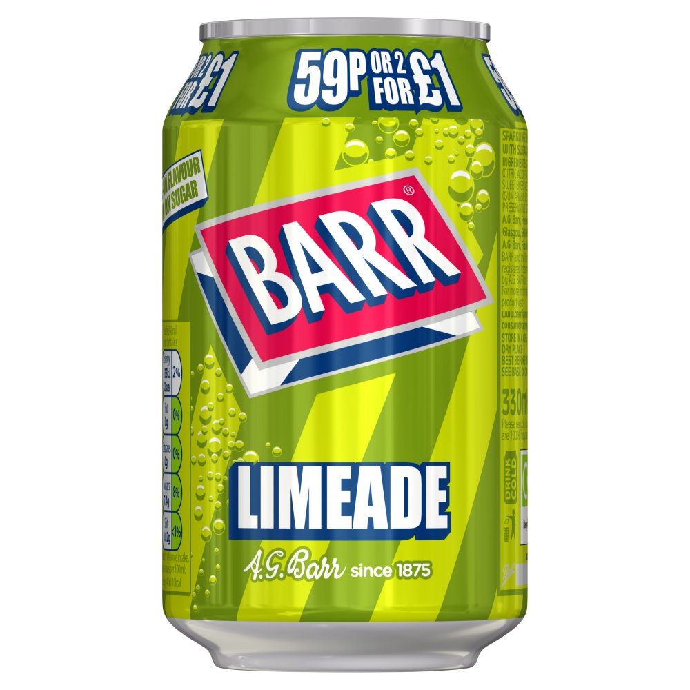 Barr Limeade 330ml Can, PMP, 59p
