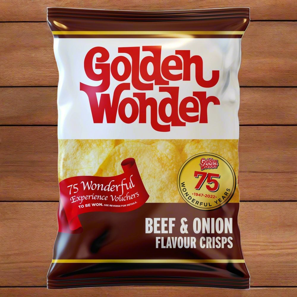 Golden Wonder Beef And Onion Flavour Crisps 32.5g 32 Pack