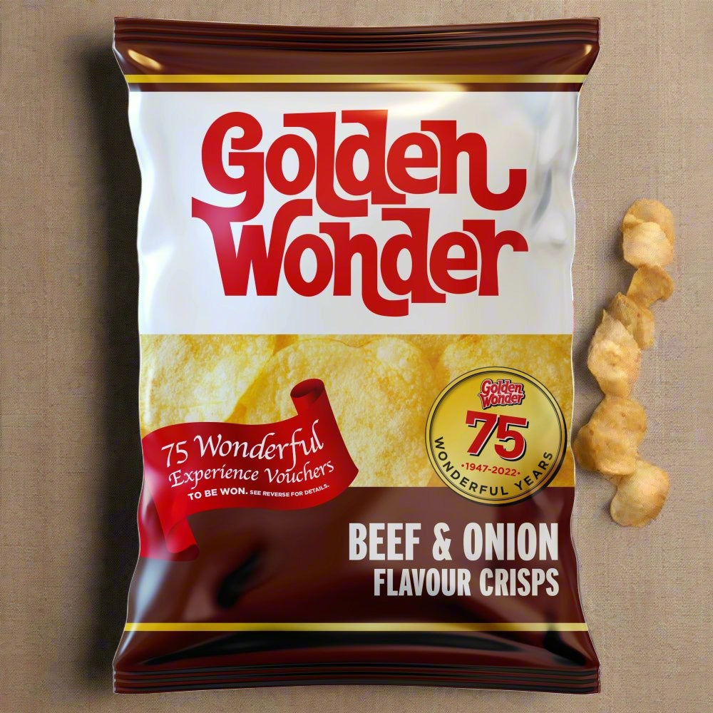 Golden Wonder Beef And Onion Flavour Crisps 32.5g 32 Pack