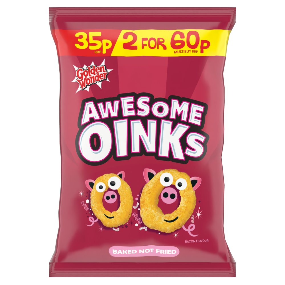Golden Wonder Awesome Oinks Bacon Flavour Corn Snacks 22g