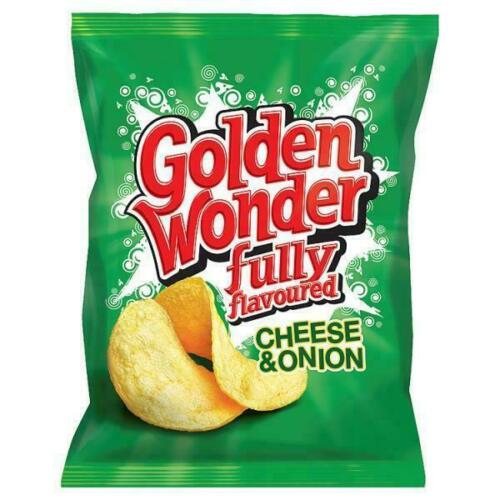 Golden Wonder Cheese and Onion Crisps 32.5g Single Packet