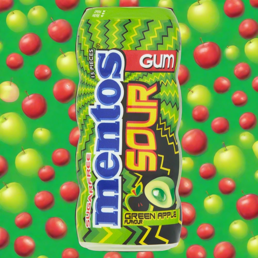 Mentos Sour Gum Green Apple Flavour 30g