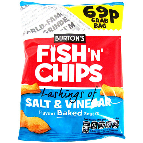 Burton's Fish 'n' Chips Lashings of Salt & Vinegar Flavour Snack Biscuits 40g Single