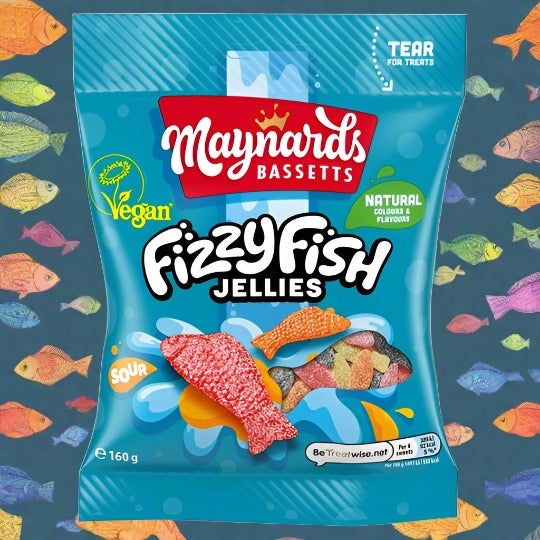 Maynards Bassetts Soft Jellies Fizzy Fish Sweets Bag 130g £1.25 PMP