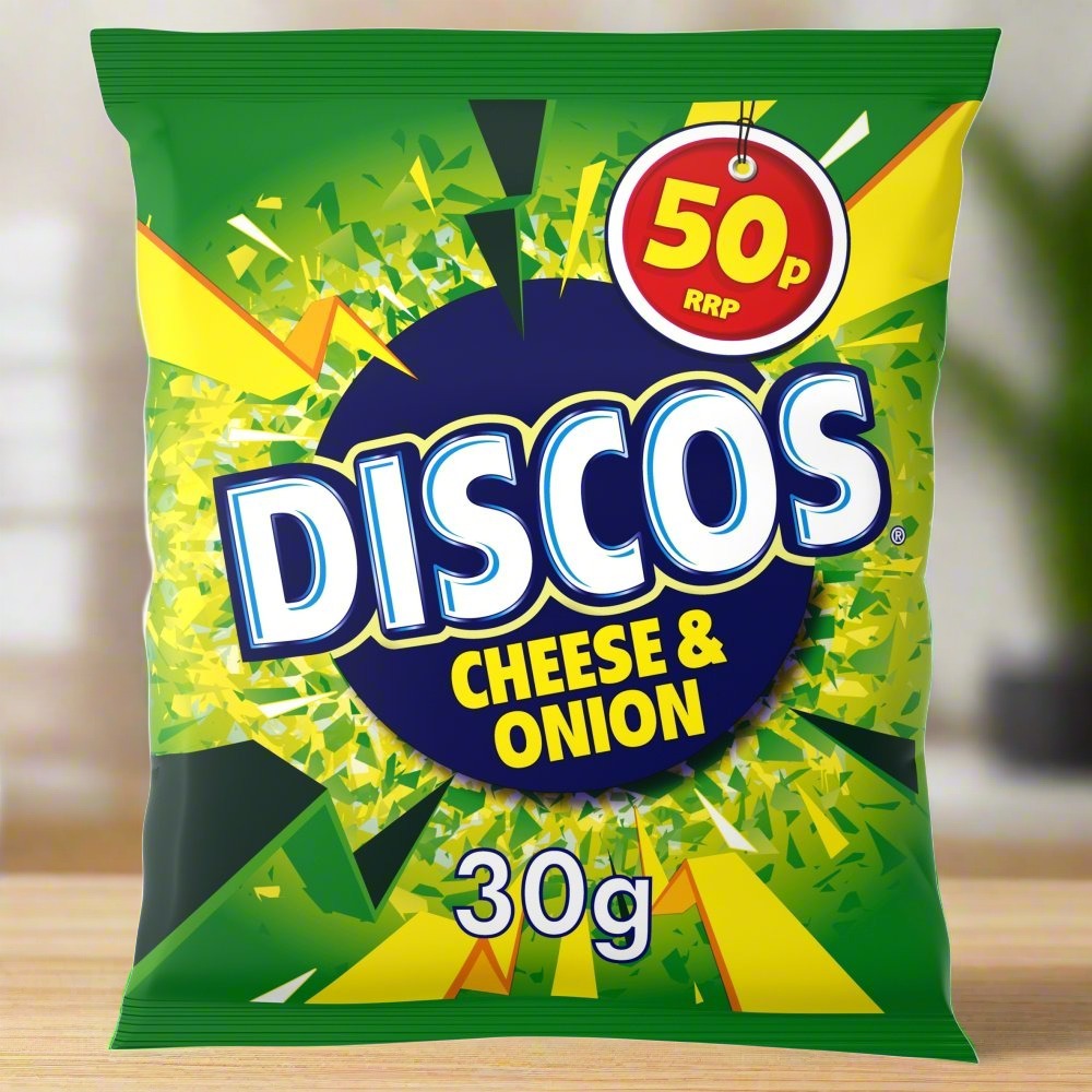 Discos Cheese And Onion Flavour Snacks 30g Full Box (30 Pack)