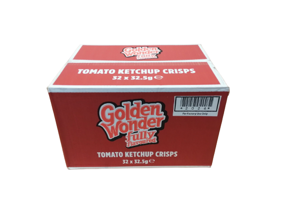 Golden Wonder Tomato Ketchup Crisps 32.5g 32 Pack
