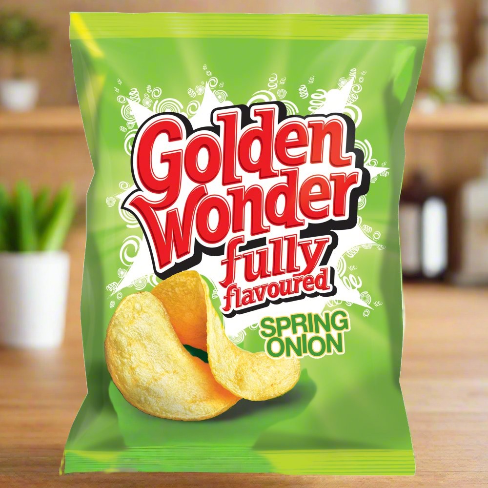 Golden Wonder Spring Onion Crisps 32.5g Single Packet