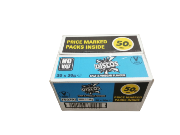 Discos Salt And Vinegar Crisps 34g Full Box (30 Pack)