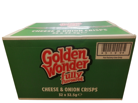 Golden Wonder Cheese & Onion Crisps 32.5g 32 Pack
