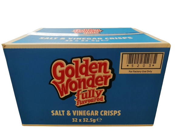 Golden Wonder Salt and Vinegar Crisps 32.5g 32 Pack