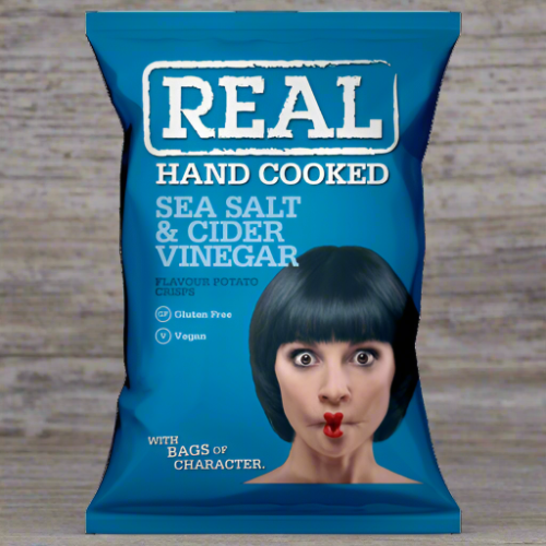 Real Hand Cooked Crisps Sea Salt & Cider Vinegar Crisps 35g Single Packet