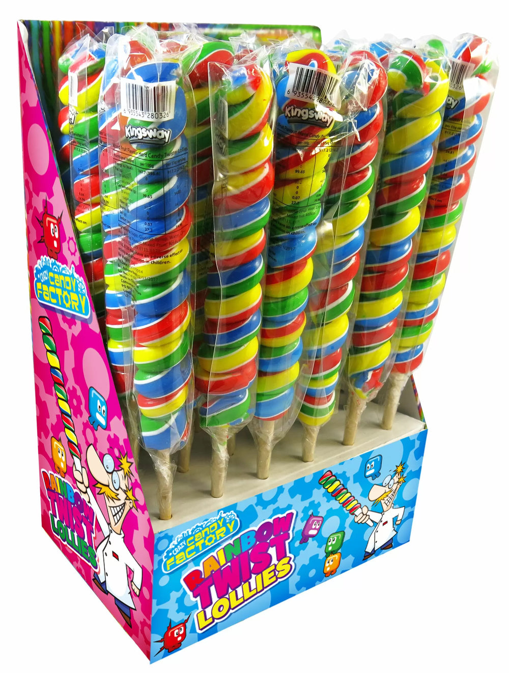 Crazy Candy Factory Rainbow Twist Lollipops 55g