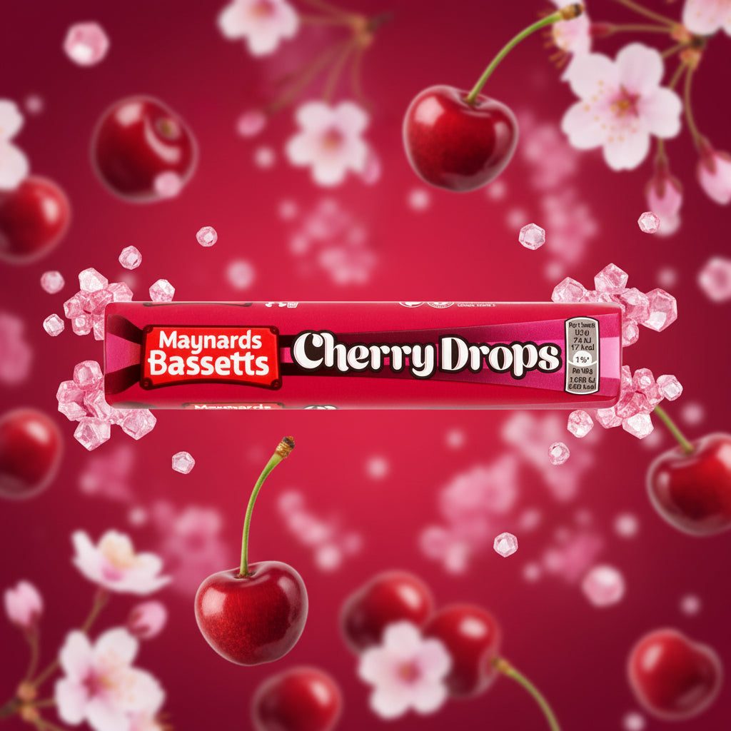 Maynards Bassetts Cherry Drops Sweets Roll 45g