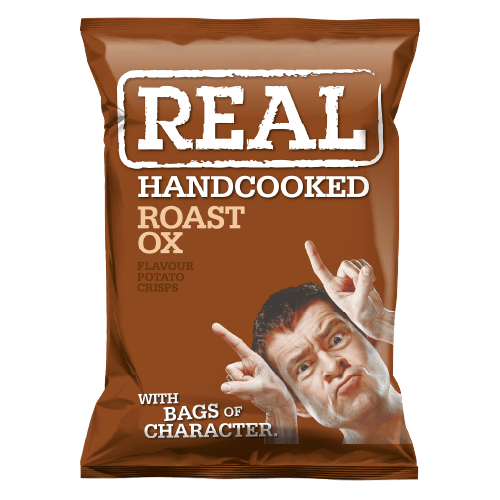 Real Hand Cooked Crisps Roast Ox Flavour 35g Single Packet