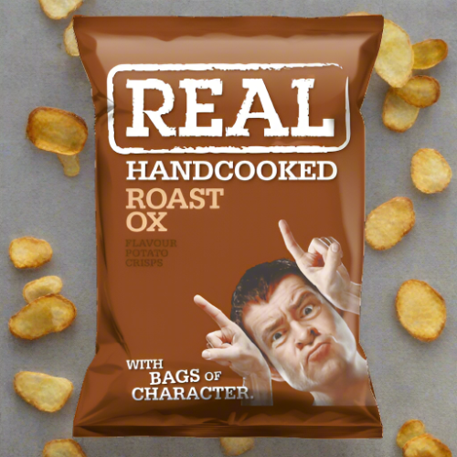 Real Hand Cooked Crisps Roast Ox Flavour 35g Single Packet