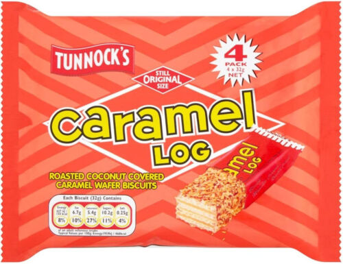 Tunnocks Caramel Log Wafers 4 Pack 128g